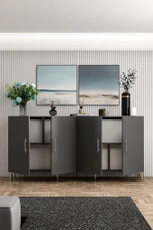 Givayo Mobilya Peri Konsol Antrasit Gümüş - 3