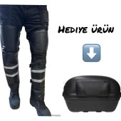 Bike Sky Diz & Bacak Koruma Deri Reflektörlü Yağmur & Rüzgar & Soğuğa Karşı bike sky (( MOTOSİKLET SIRT DAYAMA HEDİYELİ )) - 1