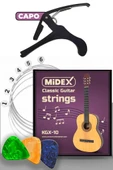 Midex KGX-10C Klasik Gitar Teli Takımı Pena ve Kapo (Capo) Seti thumbnail 1