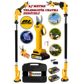 Wacker Pro Alman Çift Akülü 2400 VF 25 AH Bağ Budama Dal Ağaç Budama Makası + 2.7 Mt Telsekop Hediyeli - 1