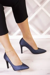 Erkan Saçmacı Victoria Lacivert Saten Jatqılı Abiye Stiletto - 2