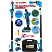 Wacker Pro Alman 2400 VF 25 AH Blue Çift Akülü Bağ Budama Dal Ağaç Budama Makası + 2.7 Mt Telsekop Hediyeli - 1