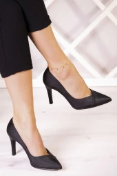 Erkan Saçmacı Victoria Siyah Saten Jatqılı Abiye Stiletto - 1