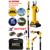 Eisenn Germany Bağ Budama Dal Ağaç Kesme Makası Yellow Series 2400 VF 20 AH Çift Akülü 2.7 Mt Teleskop Hediyeli - 1