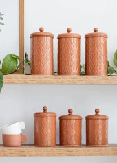 The Mia Prizma Çay Şeker Kahve Kavanozu Terracota 1,20 Lt - 2