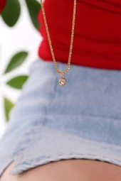 Kadın  Göz Taşlı  Zincir  Kolye Çelik thumbnail 3