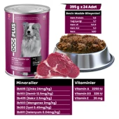 DogPlus Pate İçinde Et Parçacıklı Dana Etli Yetişkin Köpek Konserve Yaş Mama 395 Gr x 24 Adet - 1