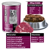 DogPlus Pate İçinde Et Parçacıklı Dana Etli Yetişkin Köpek Konserve Yaş Mama 395 Gr x 6 Adet - 1