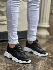 KB-707 Siyah Cilt Yüksek Taban Bağcıklı Günlük Erkek Ayakkabı thumbnail 2