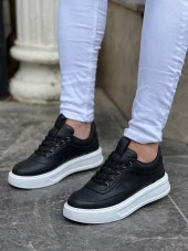 KB-006 Siyah Cilt Yüksek Taban Bağcıklı Günlük Erkek Ayakkabı thumbnail 2