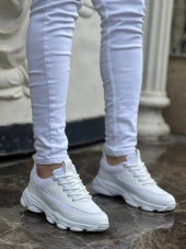 KB-707 Beyaz Cilt Yüksek Taban Bağcıklı Günlük Erkek Ayakkabı - 3