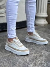 KB-006 Beyaz Cilt Bej Süet  Yüksek Taban Bağcıklı Günlük Erkek Ayakkabı thumbnail 3