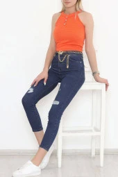 Taşlı Su Damlalı Atlet Turuncu - 1