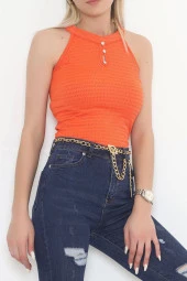 Taşlı Su Damlalı Atlet Turuncu - 4