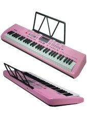 Midex PS-1800PK-SET 61 Tuşlu Kaliteli Pembe Org Dijital Ekran Stand Kulaklık Çanta Notalık Adaptör Sticker Metod thumbnail 4