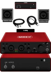 Midex Glx-800Rd Üst Segment Usb Stüdyo Ses Kartı 2 Giriş 2 Çıkış 24Bit/192Khz thumbnail 2