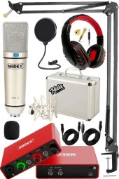 Midex Central-RD Pack-3 Stüdyo Kayıt Ekipmanları GLX-700RD Ses Kartı CX1 Stüdyo Mikrofon - 1