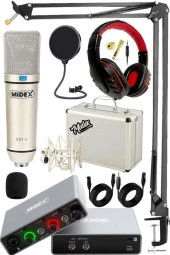 Midex Central-GR Pack-3 Stüdyo Kayıt Ekipmanları GLX-700GR Ses Kartı CX1 Stüdyo Mikrofon - 1