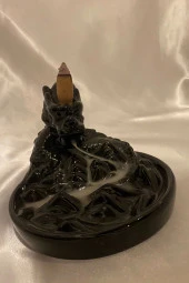 Dragon Ejderha Budha Geri Akış Tütsülük Şelale Ters Akış Tütsü Seramik Feng Şui Seramik Siyah thumbnail 5