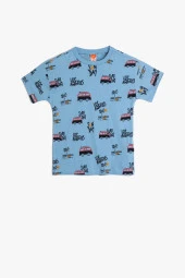Koton Erkek Bebek Tişört Kısa Kollu Bisiklet Yaka Şehir Baskı Detaylı Pamuklu - 1