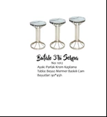 Brc zigon 13380 Bufalo Model Beyaz Mermer Temper cam Metal GÜMŞ Renk Ayak El yapı thumbnail 1