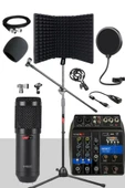 Lastvoice Pack Set-3 BM800 Mikrofon + Stand + Yalıtım Paneli + Filtre + Stüdyo Mikser thumbnail 1