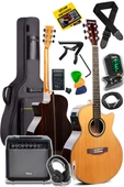 Maxword M501-EQ-AMP Profesyonel Masif Ağaç Amfili Elektro Akustik Gitar Seti üst Segment - 1