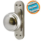 Mandal Aynalı Kapı Tokmağı Topuzu Çekme Kolu Metal Tokmak Nikel thumbnail 1