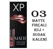 XP Matte Lip Gloss 03 Fırçalı Mat Ruj + Dudak Kalemi thumbnail 1