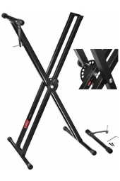 Lastvoice Ks-04D Çift Profilli 7 Kademeli Üst Segment Org Sehpası Standı Ayağı (Sabitleme Kayışlı) thumbnail 4