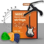 Midex EGX-30C Elektro Gitar Teli Takımı Pena ve Kapo (Capo) Seti - 1