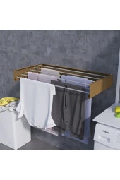Design Kurutmalık Çamaşır Askısı - Duvara Monte, Katlanabilir Çamaşırlık - (cappuccıno-100cm) - 1