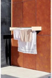 Design Kurutmalık Çamaşır Askısı - Duvara Monte, Katlanabilir Çamaşırlık - (cappuccıno-100cm) - 2