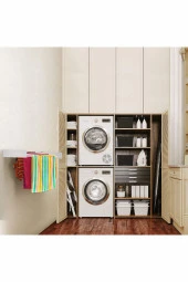Design Kurutmalık Çamaşır Askısı - Duvara Monte, Katlanabilir Çamaşırlık - (beyaz-100cm) - 4