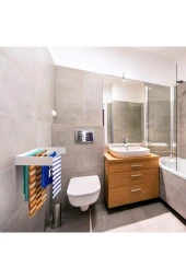 Design Kurutmalık Çamaşır Askısı - Duvara Monte, Katlanabilir Çamaşırlık - (beyaz-100cm) - 5