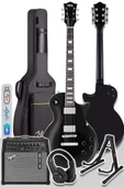 Midex GRX-200BK-50-AMP Les Paul Kasa Elektro Gitar Seti 50 Watt Gainli Şarjlı Amfi ve Full Set (H-H) thumbnail 3