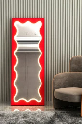 GİVAYO WOOD'SNEON LED IŞIKLI ÇERÇEVELİ KIRMIZI BOY AYNASI 160X55 thumbnail 1