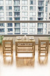 GİVAYO WOOD'SARES ÇAM BAHÇE BALKON MUTFAK 3'LÜ SET 2 SANDALYE 1 MASA thumbnail 2