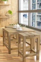 GİVAYO WOOD'SARES ÇAM BAHÇE BALKON MUTFAK 3'LÜ SET 2 SANDALYE 1 MASA thumbnail 3