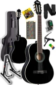Midex MGX-100BK-ST Üst Seviye Klasik Gitar 4/4 Sap Ayarlı (Çanta Stand Tuner Capo Askı Metod Pena) thumbnail 1