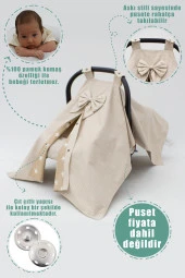 Bebek Puset Örtüsü Ve Çarşaf 2' Li Set, Pamuklu Kumaş, Askı Stil, Ekose Serisi - 1