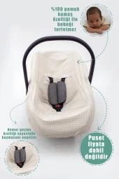 Bebek Puset Örtüsü Ve Çarşaf 2' Li Set, Pamuklu Kumaş, Askı Stil, Ekose Serisi - 4