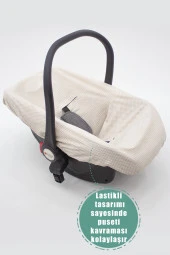 Bebek Puset Örtüsü Ve Çarşaf 2' Li Set, Pamuklu Kumaş, Askı Stil, Ekose Serisi - 5