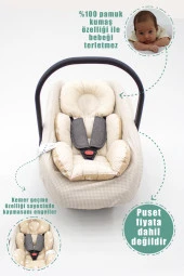 Ortopedik Bebek Puset Minderi Ve Çarşaf, Pamuklu Kumaş, Ekose Serisi - 1