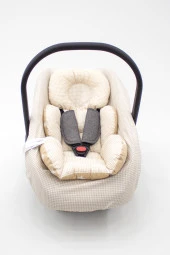 Ortopedik Bebek Puset Minderi Ve Çarşaf, Pamuklu Kumaş, Ekose Serisi - 4