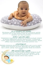 Çift Taraflı Emzirme Yastığı /bebek Destek Minderi, Hamile Yastığı, Pamuklu Kumaş, Stars, Antrasit - 5