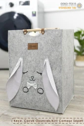 Keçe Çocuk Oyuncak/Kirli Çamaşır Depolama Sepeti, Çok Amaçlı Saklama Sepeti, Morbunny Serisi - 1