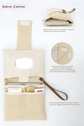 3'lü Bebek Bakım Seti; Keçe Anne Bebek Organizeri, Su Geçirmez Alt Değiştirme Pedi, Alt Açma Çantası - 3