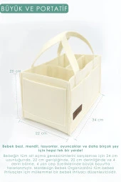 Keçe Anne Bebek Bakım Çantası, Yenidoğan Alt Açma Değiştirme Organizer, Taşınabilir Düzenleyici, Bej - 3