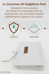 3'lü Bebek Bakım Seti; Keçe Anne Bebek Organizeri, Su Geçirmez Alt Açma Pedi, Alt Açma Çantası, Gri - 1